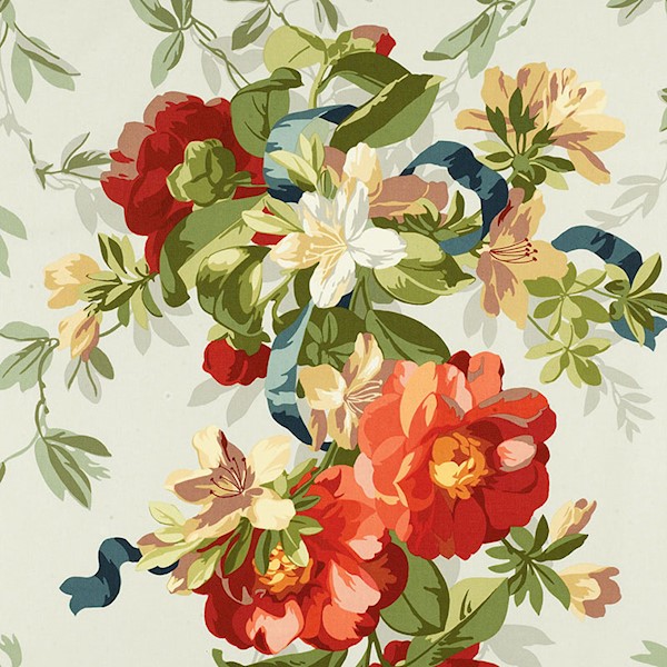 Ellesmere Ribbon Floral - Aqua Fabrics | Schumacher
